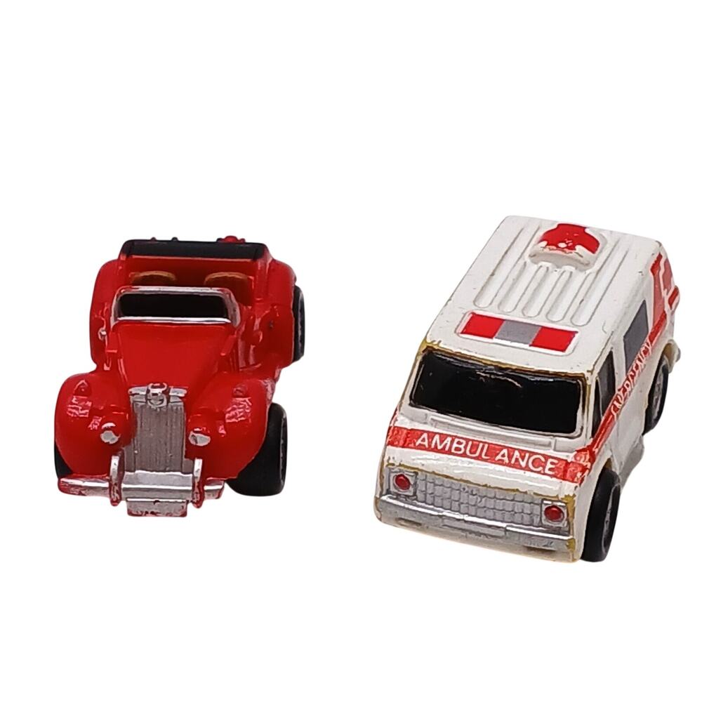 Vintage 1980s Micro Machines Lot – 70s Chevrolet Ambulance & MG TF Roadster 80s